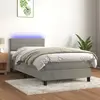 Image de vidaXL Sommier à lattes de lit et matelas et LED Gris clair 80x200 cm