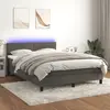 Image de vidaXL Sommier à lattes de lit avec matelas LED Gris foncé 140x190 cm