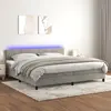Image de vidaXL Sommier à lattes de lit avec matelas LED Gris clair 200x200 cm