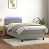 Image de vidaXL Sommier à lattes de lit avec matelas LED Gris clair 100x200 cm