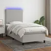 Image de vidaXL Sommier à lattes de lit avec matelas et LED Gris clair 90x190cm
