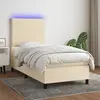 Image de vidaXL Sommier à lattes de lit et matelas et LED Crème 90x190 cm Tissu