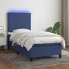 Image de vidaXL Sommier à lattes de lit avec matelas et LED Bleu 90x200cm Tissu