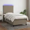 Image de vidaXL Sommier à lattes de lit et matelas et LED Taupe 100x200cm Tissu