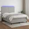 Image de vidaXL Sommier à lattes de lit et matelas et LED Gris clair 140x190 cm