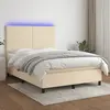 Image de vidaXL Sommier à lattes de lit et matelas et LED Crème 140x190cm Tissu