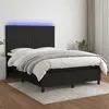 Image de vidaXL Sommier à lattes de lit et matelas et LED Noir 140x200 cm Tissu