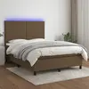 Image de vidaXL Sommier à lattes de lit matelas et LED Marron foncé 140x200 cm