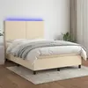 Image de vidaXL Sommier à lattes de lit et matelas et LED Crème 140x200cm Tissu