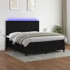 Image de vidaXL Sommier à lattes de lit et matelas et LED Noir 160x200 cm Tissu
