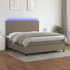 Image de vidaXL Sommier à lattes de lit et matelas et LED Taupe 180x200cm Tissu