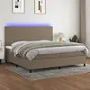 Image de vidaXL Sommier à lattes de lit et matelas et LED Taupe 200x200cm Tissu