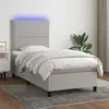 Image de vidaXL Sommier à lattes de lit avec matelas et LED Gris clair 90x190cm
