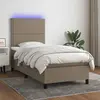 Image de vidaXL Sommier à lattes de lit et matelas et LED Taupe 90x190 cm Tissu