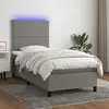 Image de vidaXL Sommier à lattes de lit avec matelas et LED Gris foncé 90x200cm
