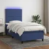 Image de vidaXL Sommier à lattes de lit et matelas et LED Bleu 100x200 cm Tissu