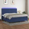 Image de vidaXL Sommier à lattes de lit et matelas et LED Bleu 200x200 cm Tissu