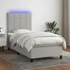 Image de vidaXL Sommier à lattes de lit avec matelas et LED Gris clair 90x190cm