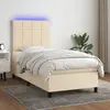 Image de vidaXL Sommier à lattes de lit et matelas et LED Crème 100x200cm Tissu