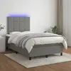 Image de vidaXL Sommier à lattes de lit et matelas et LED Gris foncé 120x200 cm