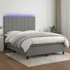 Image de vidaXL Sommier à lattes de lit et matelas et LED Gris foncé 140x190 cm