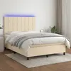 Image de vidaXL Sommier à lattes de lit et matelas et LED Crème 140x190cm Tissu