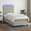 Image de vidaXL Sommier à lattes de lit avec matelas et LED Gris clair 80x200cm