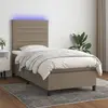 Image de vidaXL Sommier à lattes de lit et matelas et LED Taupe 90x190 cm Tissu