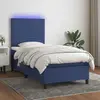 Image de vidaXL Sommier à lattes de lit avec matelas et LED Bleu 90x190cm Tissu