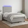 Image de vidaXL Sommier à lattes de lit et matelas et LED Gris clair 120x200 cm