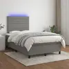Image de vidaXL Sommier à lattes de lit et matelas et LED Gris foncé 120x200 cm