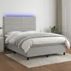 Image de vidaXL Sommier à lattes de lit et matelas et LED Gris clair 140x190 cm