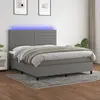 Image de vidaXL Sommier à lattes de lit et matelas et LED Gris foncé 180x200 cm