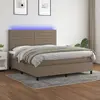 Image de vidaXL Sommier à lattes de lit et matelas et LED Taupe 180x200cm Tissu