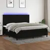 Image de vidaXL Sommier à lattes de lit et matelas et LED Noir 200x200 cm Tissu