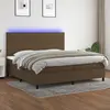 Image de vidaXL Sommier à lattes de lit matelas et LED Marron foncé 200x200 cm