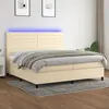 Image de vidaXL Sommier à lattes de lit et matelas et LED Crème 200x200cm Tissu