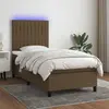 Image de vidaXL Sommier à lattes de lit et matelas et LED Marron foncé 80x200cm