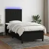 Image de vidaXL Sommier à lattes de lit avec matelas et LED Noir 90x190cm Tissu