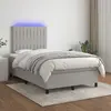 Image de vidaXL Sommier à lattes de lit et matelas et LED Gris clair 120x200 cm