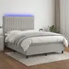 Image de vidaXL Sommier à lattes de lit et matelas et LED Gris clair 140x190 cm