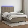 Image de vidaXL Sommier à lattes de lit et matelas et LED Taupe 140x200cm Tissu