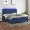 Image de vidaXL Sommier à lattes de lit et matelas et LED Bleu 180x200 cm Tissu