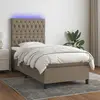 Image de vidaXL Sommier à lattes de lit et matelas et LED Taupe 80x200cm Tissu