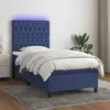 Image de vidaXL Sommier à lattes de lit avec matelas et LED Bleu 80x200cm Tissu