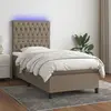 Image de vidaXL Sommier à lattes de lit et matelas et LED Taupe 90x190 cm Tissu