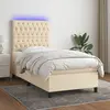 Image de vidaXL Sommier à lattes de lit et matelas et LED Crème 90x190 cm Tissu
