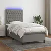 Image de vidaXL Sommier à lattes de lit avec matelas et LED Gris foncé 90x200cm
