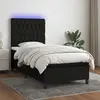 Image de vidaXL Sommier à lattes de lit avec matelas et LED Noir 90x200cm Tissu