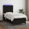 Image de vidaXL Sommier à lattes de lit et matelas et LED Noir 100x200 cm Tissu